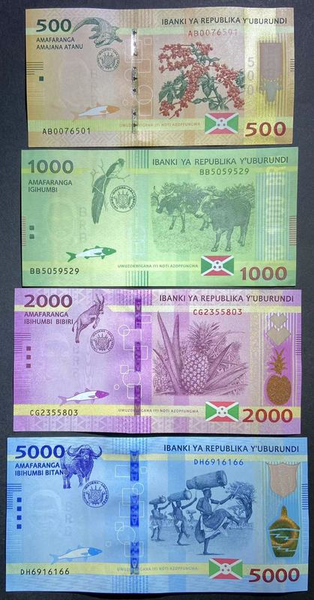 Burundi, Set 4 PCS, 500, 1000, 2000, 5000 Francs Banknotes, UNC Original Banknote for Collection – Panda Banknote