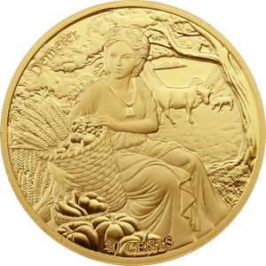 Samoa 20 Cents, 2021, Demeter, Virgo, Color and Gold Plated Coin for Collection
