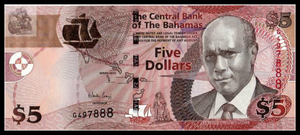 Bahamas, 5 Dollars, 2013, P-72b, UNC Original Banknote for Collection