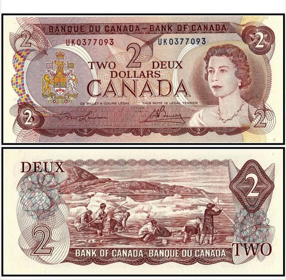 Canada 2 dollars ND 1974 P-86 Original Banknote UNC Banknote