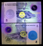 Nicaragua 5 Cordobas, 2020 P-New, UNC Polymer Banknote for Collection