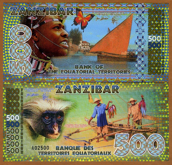 Tanzania Zanzibar, 500 Francs, 2015, UNC Original Polymer Banknote for Collection