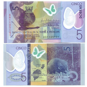 Sao Tome & Principe, 5 Dobras 2016(2018) Polymer Banknote UNC original