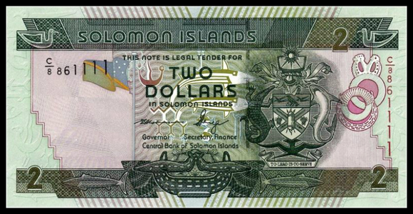 Solomon Islands, 2 Dollars, 2011, P-25b, UNC Original Banknote for Collection