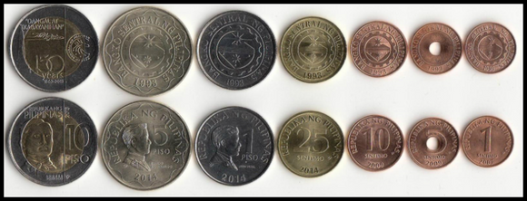 Philippines, Set 7 PCS Coins, UNC Original Coin for Collection