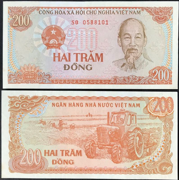 Vietnam, 200 Dong, 1987 P-100, UNC Original Banknote for Collection