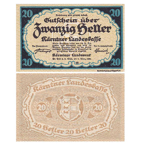 Austria 20 Heller, 1920 P-S107, UNC Small Size Banknote for Collection