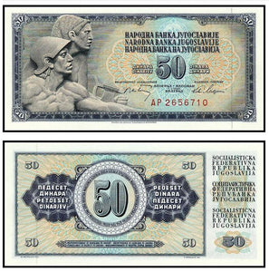 Yugoslavia 1968 50 Dinara P-83 UNC original banknote Socialist Yugoslav Communist 1 piece