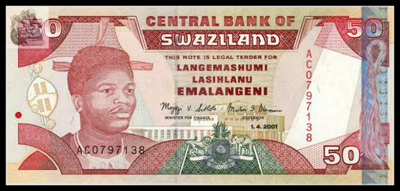 Swaziland, 50 Emalangeni, 2001,  P-31a, UNC Original Banknote for Collection