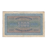 Germany, 5000 Marks, 1922, Used Condition, XF, Bayerische Big Size Banknote for Collection