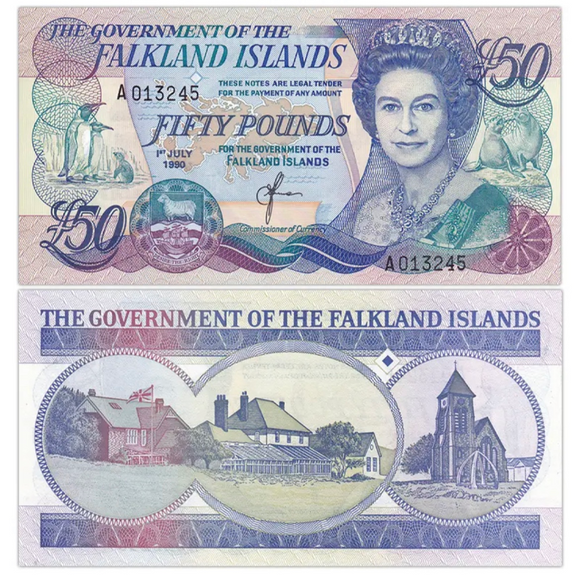 Falkland, 50 Pounds, 1990, P-16, UNC Original Banknote for Collection