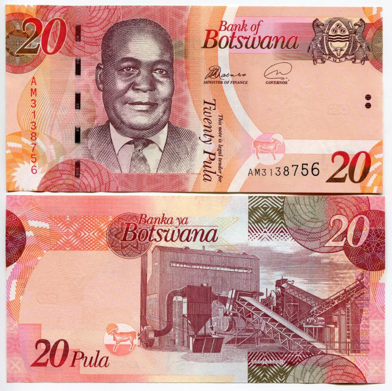 Botswana, 20 Pula, 2017-2019, P-31, UNC Original Banknote for ...