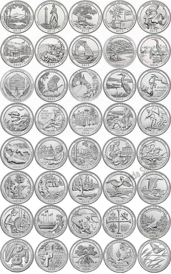 US 2013-2021 National Park Commemorative Quarter Coin, 25 Cents, Original USA United State Coins Collection