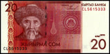Kyrgyzstan 20 Som 2009 P-24 UNC Original Banknote