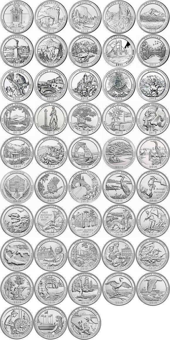 US Set 48 pcs 2010-2019 National Park Commemorative Coin, UNC Original USA Coins
