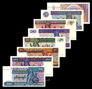 Myanmar Set 8 pcs ( 50 Pyas - 200 Kyat ) Banknotes UNC original Banknote