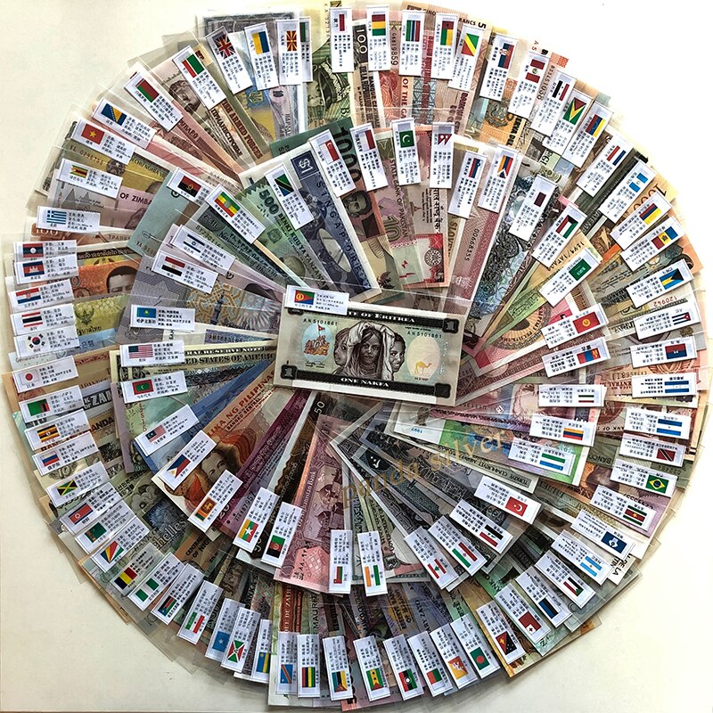 Lot 100 pcs banknotes From 100 different countries regions of world b ...