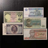 Myanmar Burma 1 Kyats Set 5 PCS Banknotes ( 5 Kinds of Edtion ) (2 Notes with Pin Holes) Banknote