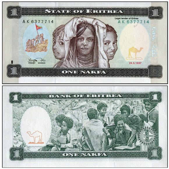 Eritrea 1 Nakfa, 1997, P-1, UNC, original real Banknote