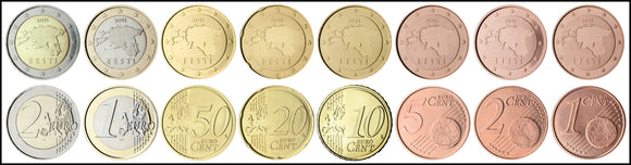 Estonia Set 8 pcs Coins 2018 UNC Original coin