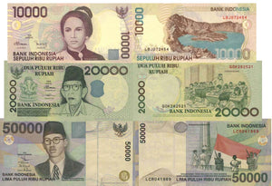 Indonesia Set 3 pcs （10000 20000 50000 Rupiah） 1998 - 1999 Banknotes, UNC Original Banknote