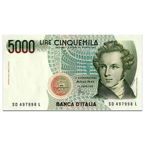 Italy 5000 5,000 Lire, 1985, P-111, UNC original banknote