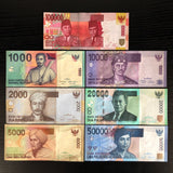 Indonesia Set 7 pcs 1000-100000 Rupiah 2000-2016 Banknotes, UNC Original banknote