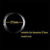 100 pcs 27mm Clear Plastic Round Case Coin Storage Capsules Holder Round Protect Shell for Diameter 27 mm Kit