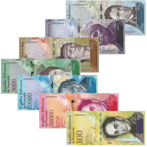 Venezuela Set 7 pcs, (500-20000 100000 Bolivares), banknotes ,2007-2017, UNC Real Genuine original banknote