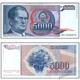 Yugoslavia 5000 Dinrar 1985 P-93 UNC original banknote