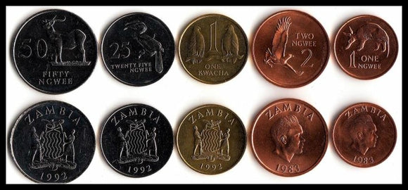 Zambia Set 5 pcs Coins Original coin