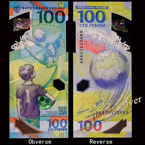 Russia 100 Rubles 2018 World foot ball Cup soccer polymer banknote UNC, real original P-new Comm.