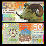 Kamberra Set 11 pcs 50 Numismas notes , 2009-2019, China Lunar Year , Polymer UNC original banknote