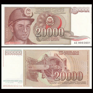 YUGOSLAVIA 20000 / 50000 dinar BANK NOTES UNC BANKNOTE BILLETS