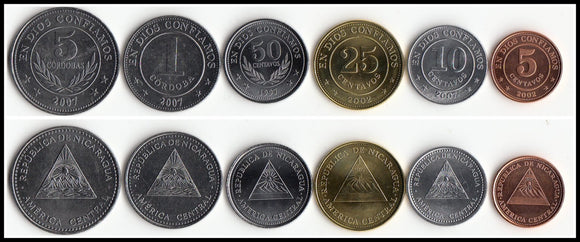 Nigaragua 6 Set Coins Original coin