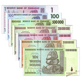 Zimbabwe Set 7 pcs (1 - 10 trillion dollars) Banknotes, UNC Original Banknote
