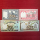 Nepal Set 4 pcs  ( 1  2  5  10 Rupee ) random year, banknotes, UNC real original banknote