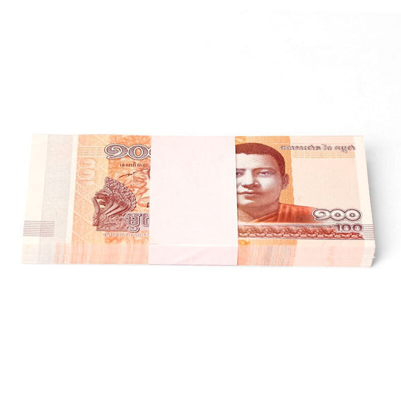 Cambodia 100 Riels, Full Bundle, 100 pcs banknotes, 2014 / 2015, P-New, UNC, Lot Pack original banknote
