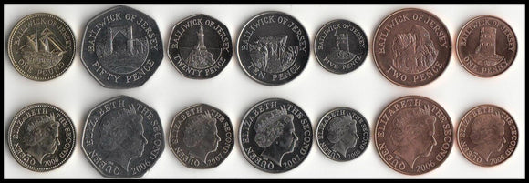 Jersey Set 7 pcs Coins UNC, original coin