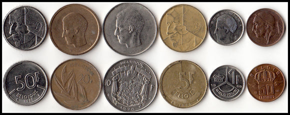 Belgium Set 6 pcs Coins , Original Coin