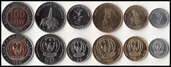 Rwanda Set 6 pcs Coins , UNC Original Coin