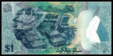 Brunei 1 Ringgit 2013 P-35, UNC, Polymer original banknote