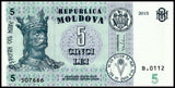 Moldova 5 Lei  2015 P-New Original Banknote