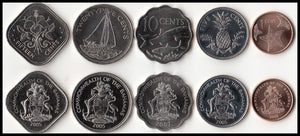Bahamas Set 5 PCS Coins ,( 1 5 10 25 50 Cents ), 1992-2009, UNC, 100% Real Original Genuine coin