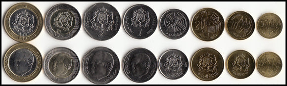 Morocco Set 8 pcs Coins 2002 Original Real Coin