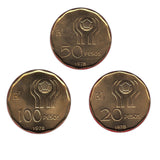 Argentina Set 3 pcs Coins (20 50 100 Pesos) 1978 soccer foot ball UNC real original coin