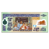 Guatemala 5 Quetzales P-122 Polymer banknote random year UNC original banknote