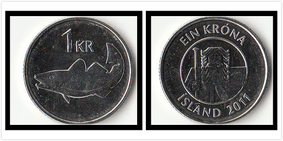 Iceland 1 Krona Random Year KM#27a Original Coin