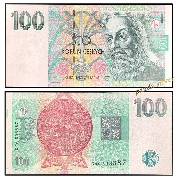 Czech 100 Korun 1997 P-18 UNC Original Banknote