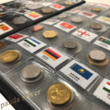 180 different coins from (150-160) Countries Album , Original Real Coin with red Leather album